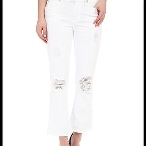 7 For All Mankind cropped boot white jeans